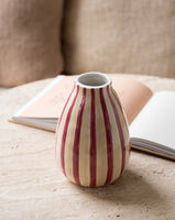 Vase Streifen Beige/Bordeaux/Pink