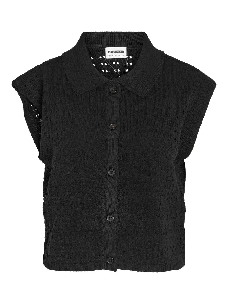 Vega Polo Knit Cardigan Black - Things I Like Things I Love